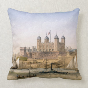 Tower of London, c.1862 (colour litho) Throw Pillow