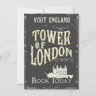Tower of london England vintage poster Invitation