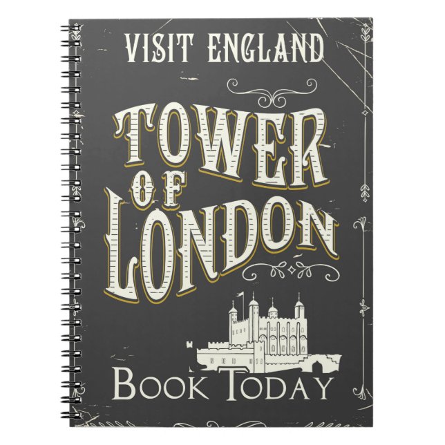 Tower of london England vintage poster Notebook (Front)