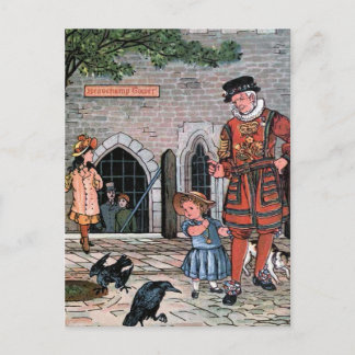 "Tower of London Ravens" Vintage Illustration Postcard