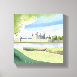 Tower of London   UK Watercolor Landscape Canvas Print