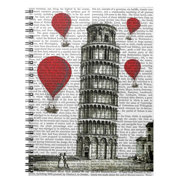 Tower of Pisa and Red Hot Air Balloons Notebook (Front)