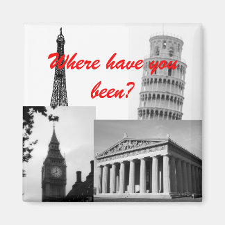 tower of pisa, eiffel tower, big ben, parthenon... magnet
