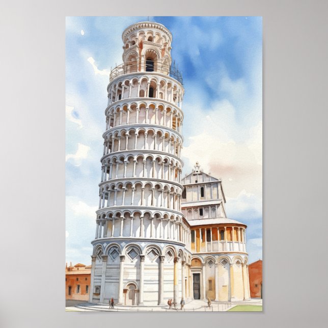 Tower of Pisa Italy Famous Travel Place Poster (Front)