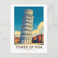 Tower of Pisa Italy Travel Art Vintage