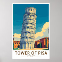 Tower of Pisa Italy Travel Art Vintage