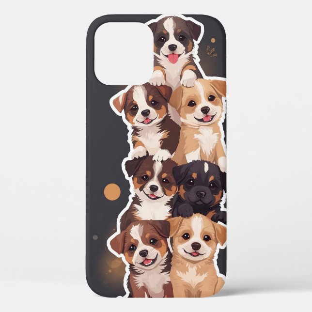 Tower of Puppies – Cute & Wholesome Pet Art Case-Mate iPhone Case (Back)
