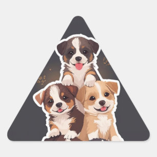 Tower of Puppies – Cute & Wholesome Pet Art Triangle Sticker