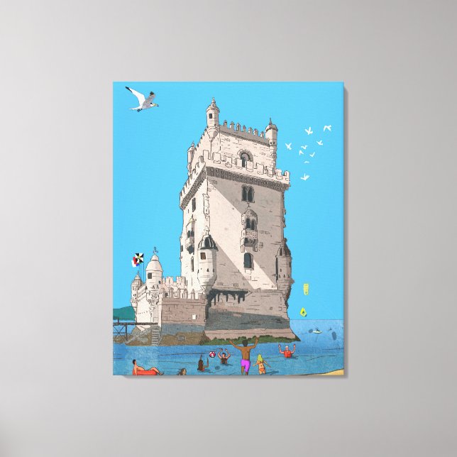 Tower of St. Vincent Lisbon Portugal Illustration Canvas Print (Front)