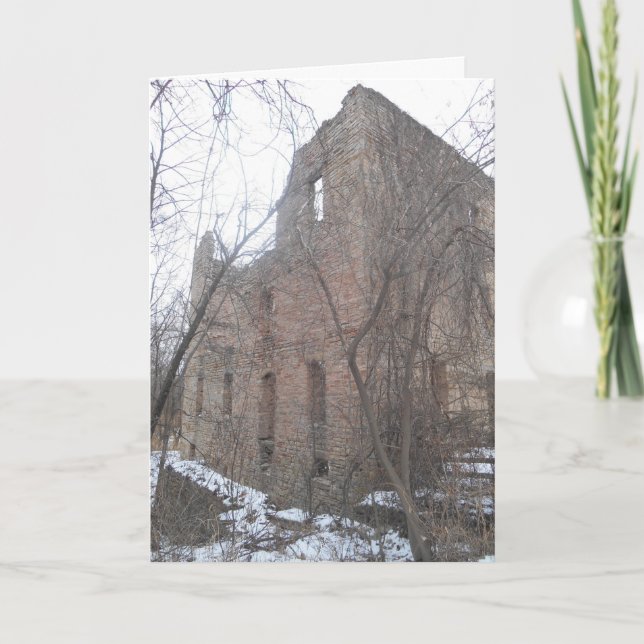 “Towering Oxford Mill Ruins” Christmas Card (Front)