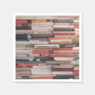 Towering Wall of Books Congratulations Custom Name Napkin