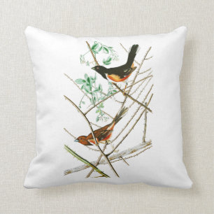 Towhe Bunting John James Audubon Birds of America Throw Pillow