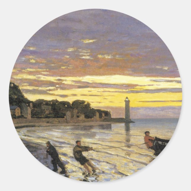 Towing a Boat, Honfleur Classic Round Sticker (Front)