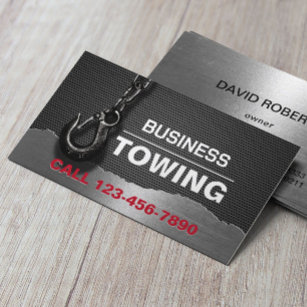 Towing Company Metal Professional Tow Hook  Business Card