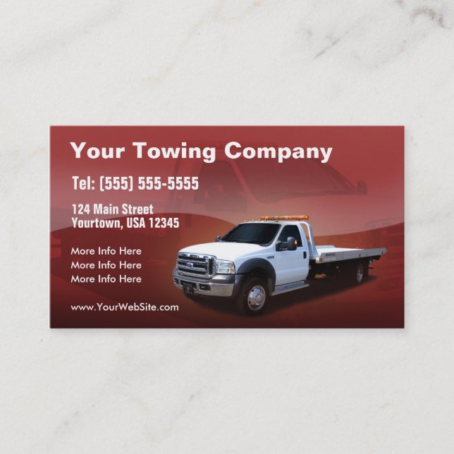 Towing Company white truck design Business Card (Front)