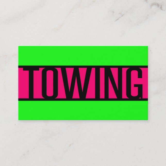 Towing Neon Green et Hot Pink Carte de visite (Devant)