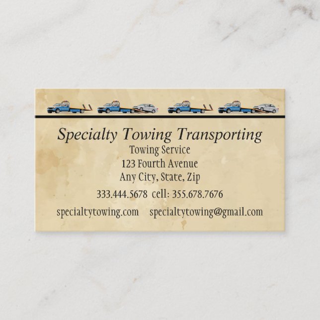 Towing Roadside Assistance Recovery Transportation Business Card (Front)
