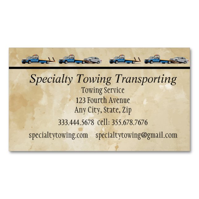 Towing Roadside Assistance Recovery Transportation Magnetic Business Card (Front)