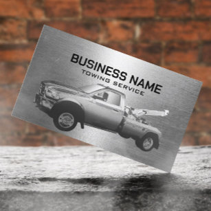 Towing Service Metallic Tow Truck Professional  Business Card