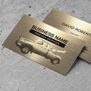 Towing Service Modern Gold Tow Truck Professional Business Card