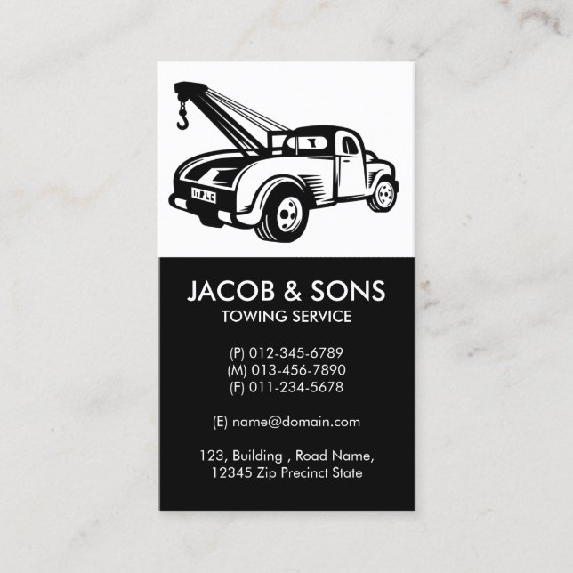 Towing Tow Truck Auto Assist Business Card (Front)