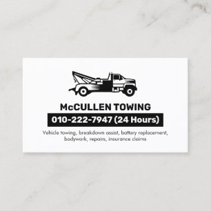 Towing Tow Truck Auto Assist Business Card
