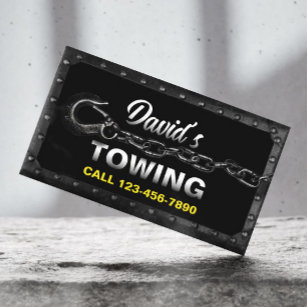 Towing Truck Car Hauling Service Metal Framed Business Card