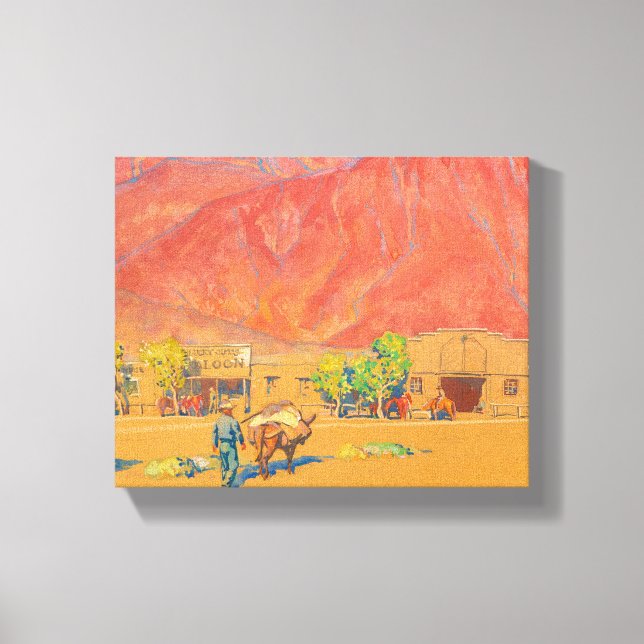 Town and Cliffs by Maynard Dixon Canvas Print (Front)