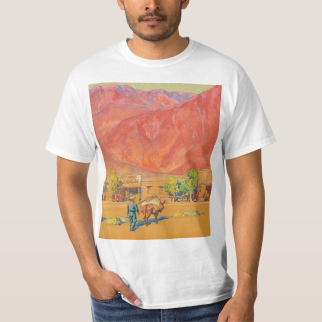 Town and Cliffs by Maynard Dixon T-Shirt (Front)