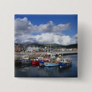 Town and Harbour, Dingle, County Kerry, 2 Inch Square Button