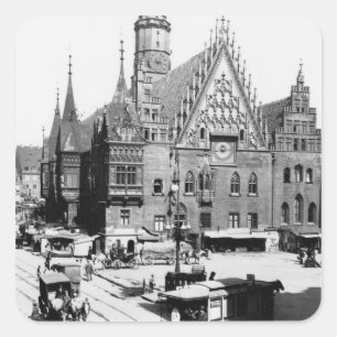 Town Hall, Breslau Poland, c.1910 Square Sticker