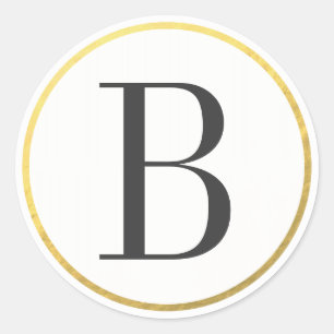 Town Hall Typography Monogram Classic Round Sticker