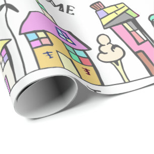 TOWN HOUSES WRAPPING PAPER FOR HAUSEWARMING GIFTS