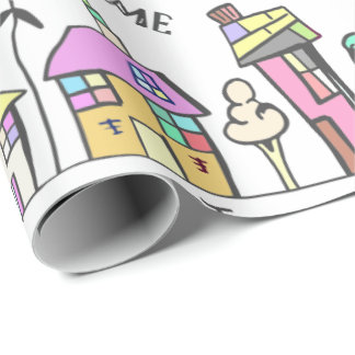 TOWN HOUSES WRAPPING PAPER FOR HAUSEWARMING GIFTS