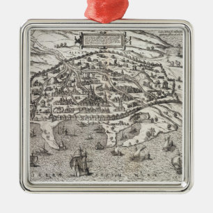 Town map of Alexandria in Egypt, c.1625 (engraving Metal Ornament