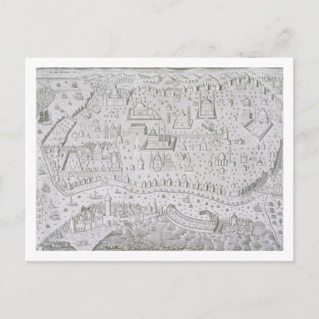 Town map of Constantinople, Turkey, c.1650 (engrav Postcard (Front)