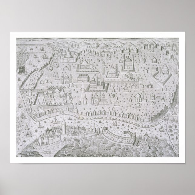 Town map of Constantinople, Turkey, c.1650 (engrav Poster (Front)