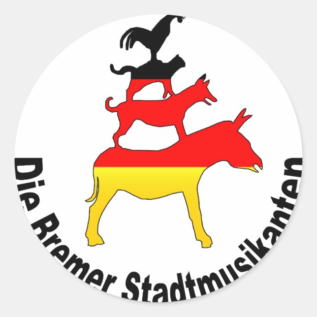 Town Musicians of Bremen Classic Round Sticker (Front)