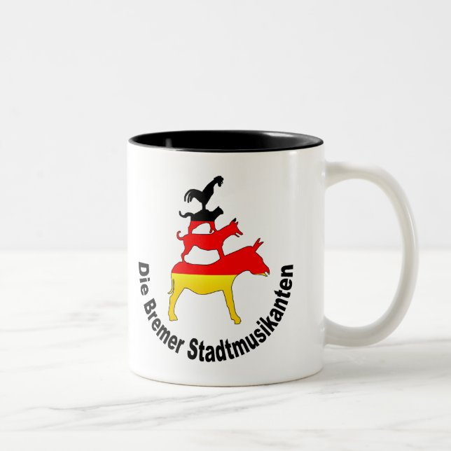 Town Musicians of Bremen Two-Tone Coffee Mug (Right)