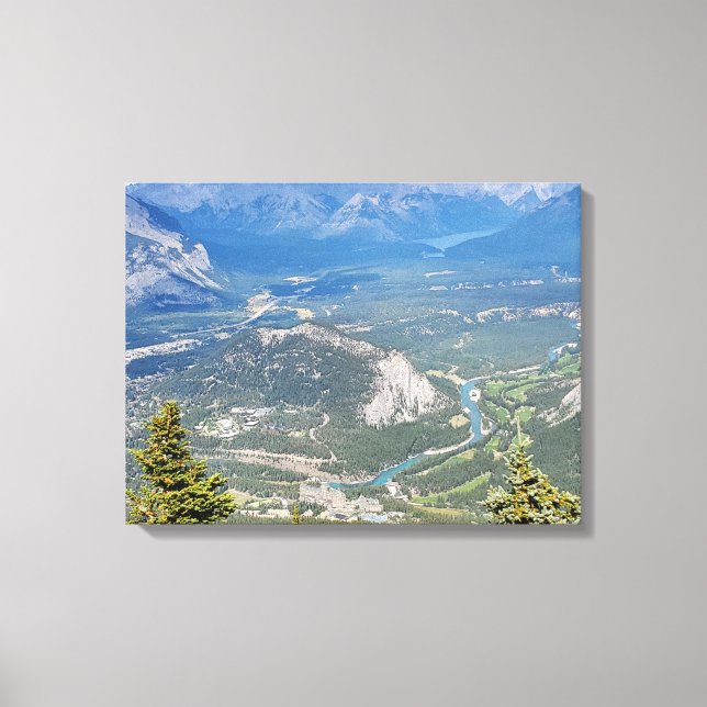 Town of Banff from the summit of Sulphur Mountain Canvas Print (Front)