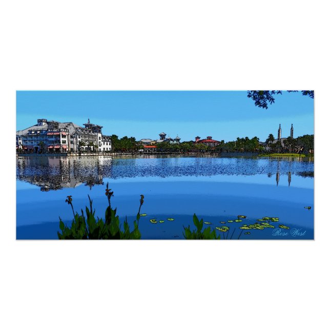 Town of Celebration Florida and Lake Poster (Front)