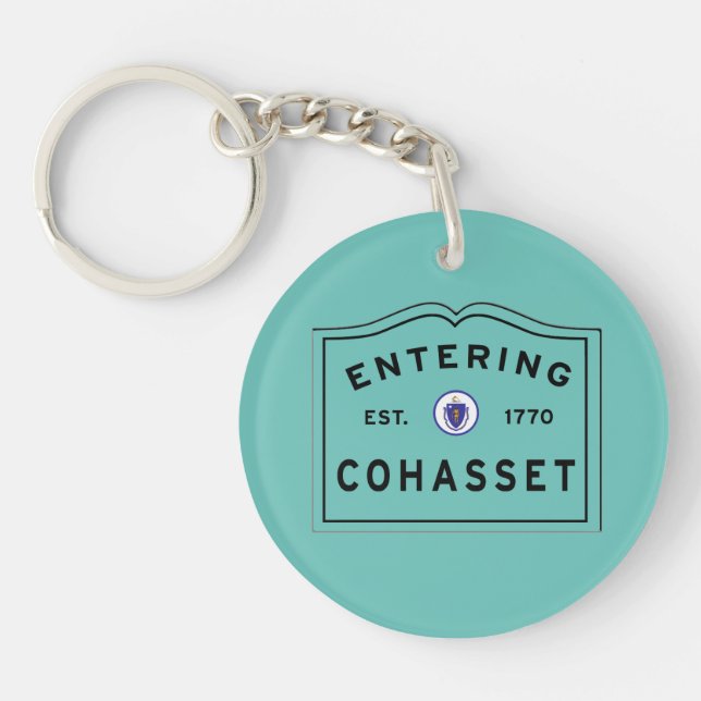 Town of Cohasset Massachusetts Entering Sign Keychain (Front)