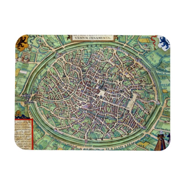Town Plan of Bruges, from 'Civitates Orbis Terraru Magnet (Horizontal)
