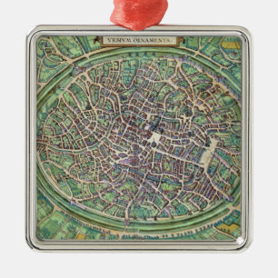 Town Plan of Bruges, from 'Civitates Orbis Terraru Metal Ornament