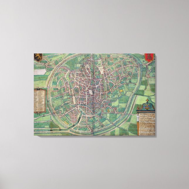 Town Plan of Brussels, from 'Civitates Orbis Terra Canvas Print (Front)