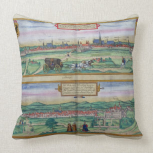 Town Plan of Vienna and Buda, from 'Civitates Orbi Throw Pillow