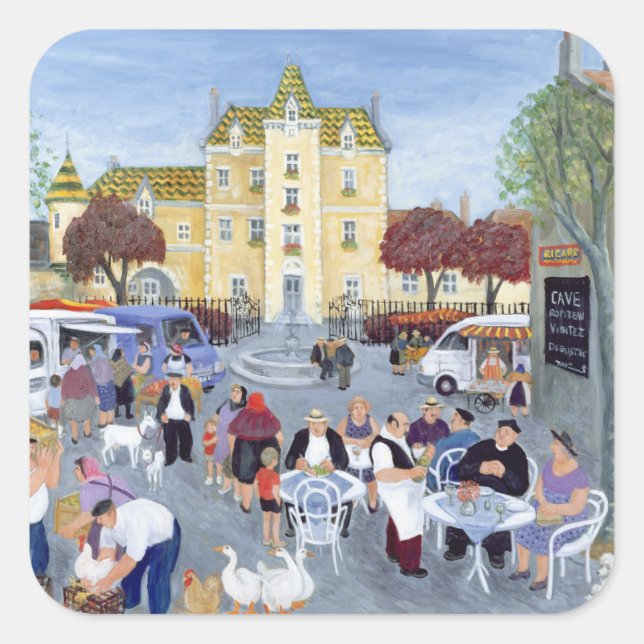 Town Square in Burgundy Square Sticker (Front)