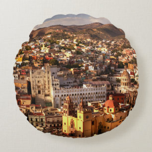 Town View From Above Round Pillow