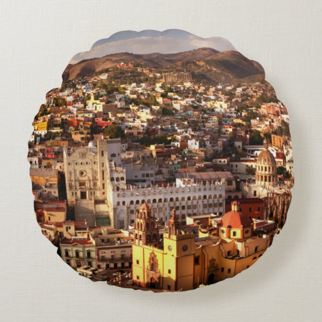Town View From Above Round Pillow (Front)
