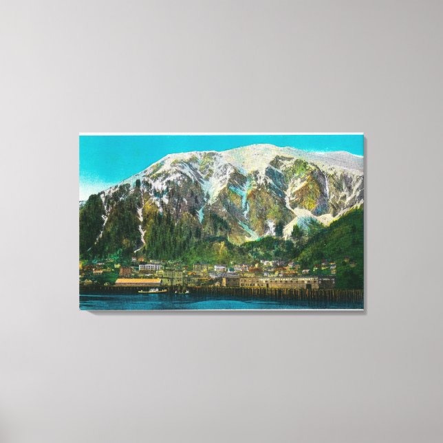 Town View of Juneau, AlaskaJuneau, AK Canvas Print (Front)